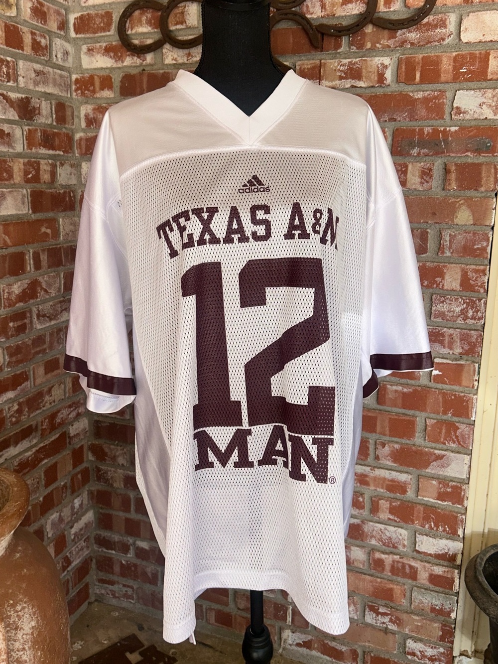 adidas White & Maroon Texas A&M #12 Football Jersey